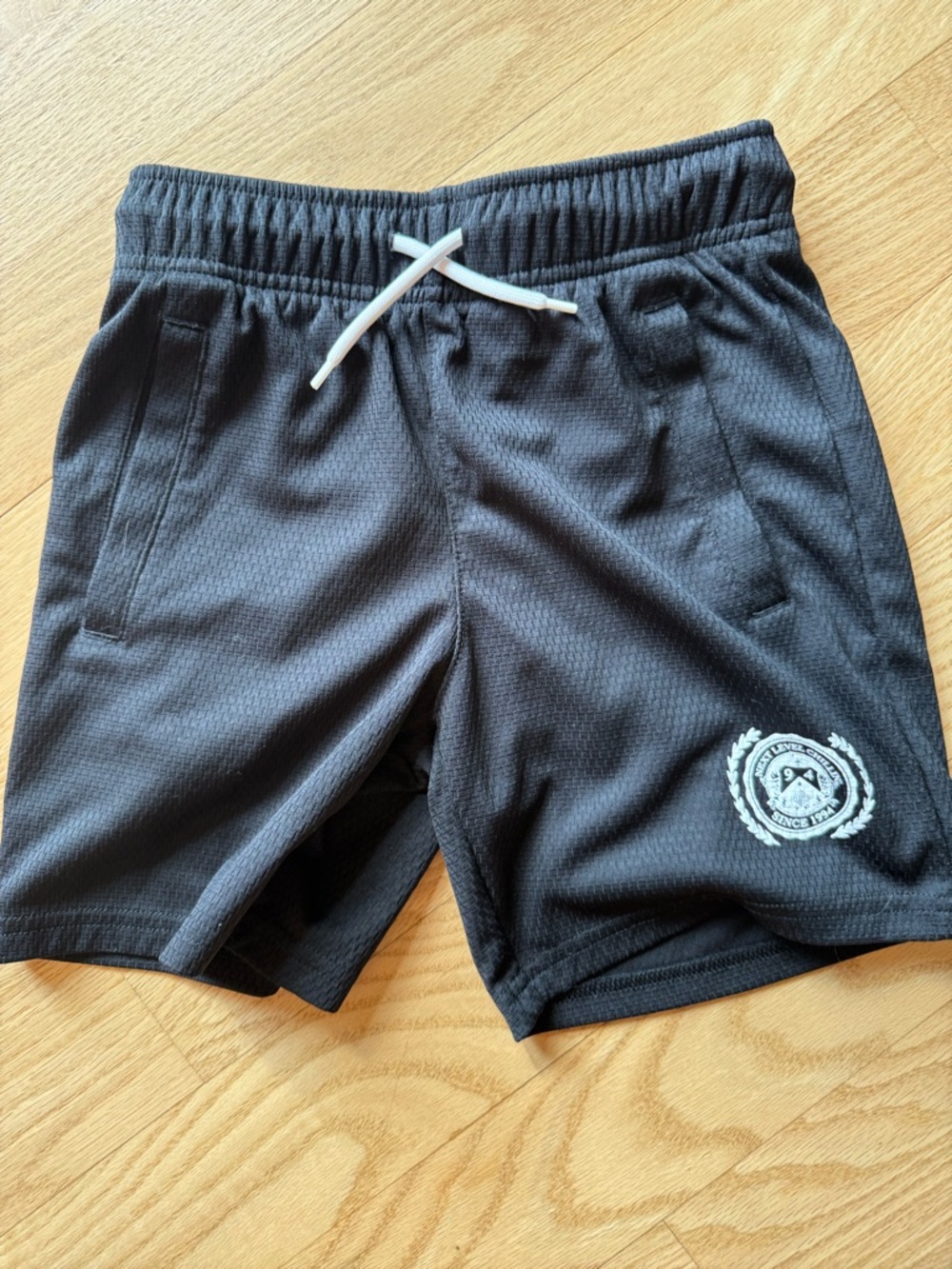 Old Navy Black Kids Athletic Shorts with White Drawstring